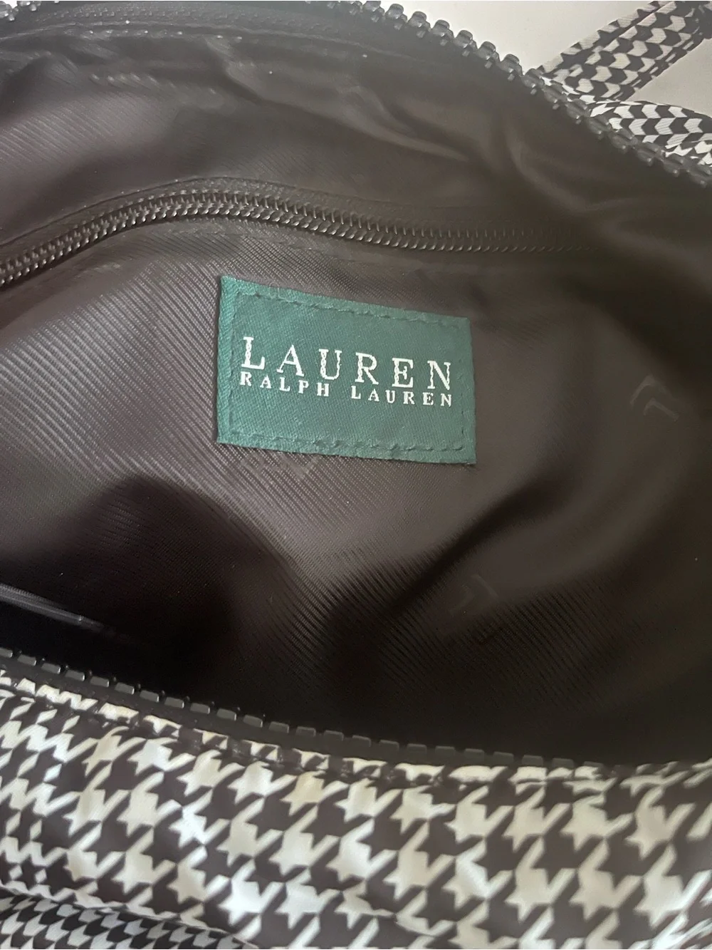 Vintage Y2K Ralph Lauren Houndstooth Hobo Black/White